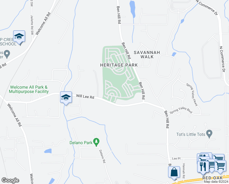 map of restaurants, bars, coffee shops, grocery stores, and more near 4814 West Gate Boulevard in Atlanta