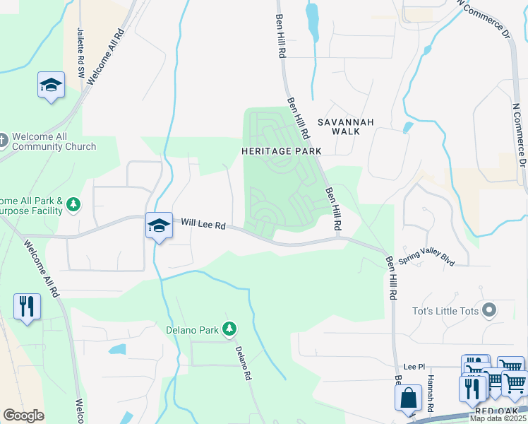 map of restaurants, bars, coffee shops, grocery stores, and more near 4903 Heritage Circle in Atlanta