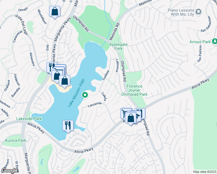 map of restaurants, bars, coffee shops, grocery stores, and more near 22741 Toston in Mission Viejo