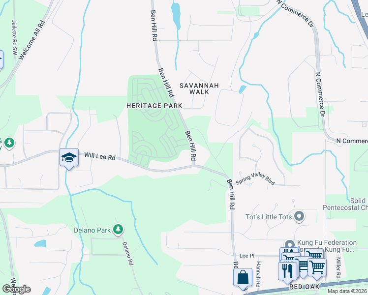 map of restaurants, bars, coffee shops, grocery stores, and more near 4777 Highpoint Way in College Park