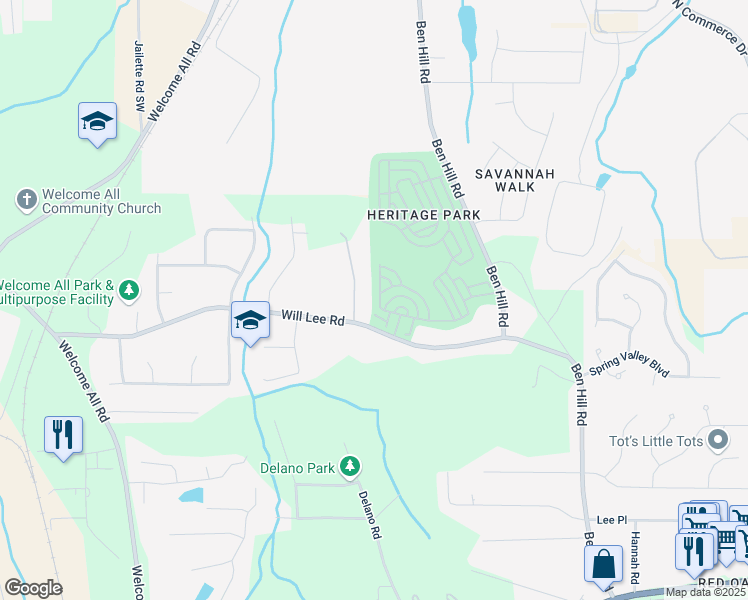 map of restaurants, bars, coffee shops, grocery stores, and more near 4844 West Park Circle in College Park