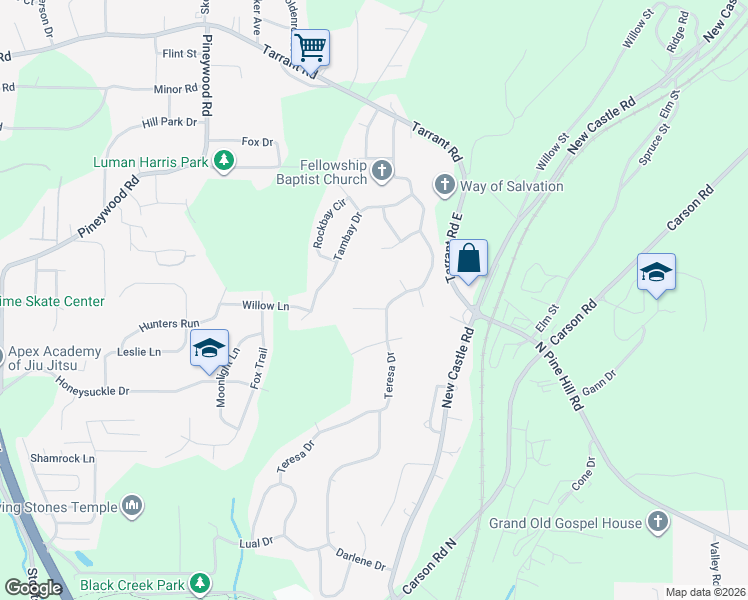 map of restaurants, bars, coffee shops, grocery stores, and more near 3108 Teresa Drive in Birmingham