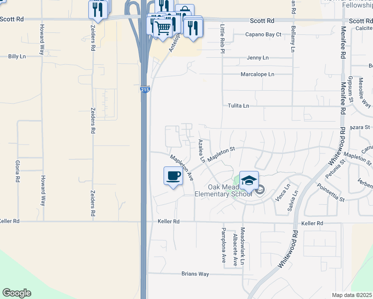 map of restaurants, bars, coffee shops, grocery stores, and more near 33700 Willow Haven Lane in Murrieta
