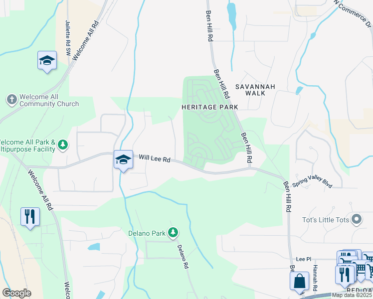 map of restaurants, bars, coffee shops, grocery stores, and more near 4844 West Park Circle in College Park