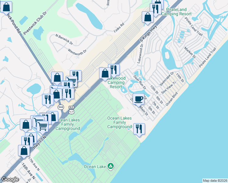 map of restaurants, bars, coffee shops, grocery stores, and more near in Horry County