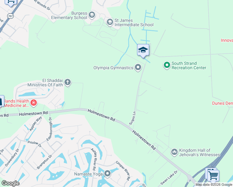 map of restaurants, bars, coffee shops, grocery stores, and more near 9561 Sinbad Lane in Myrtle Beach