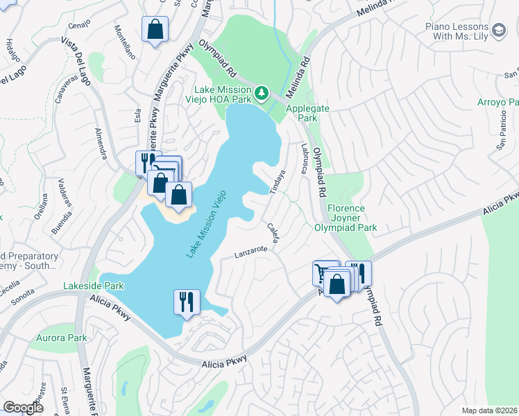map of restaurants, bars, coffee shops, grocery stores, and more near 28071 Tefir in Mission Viejo