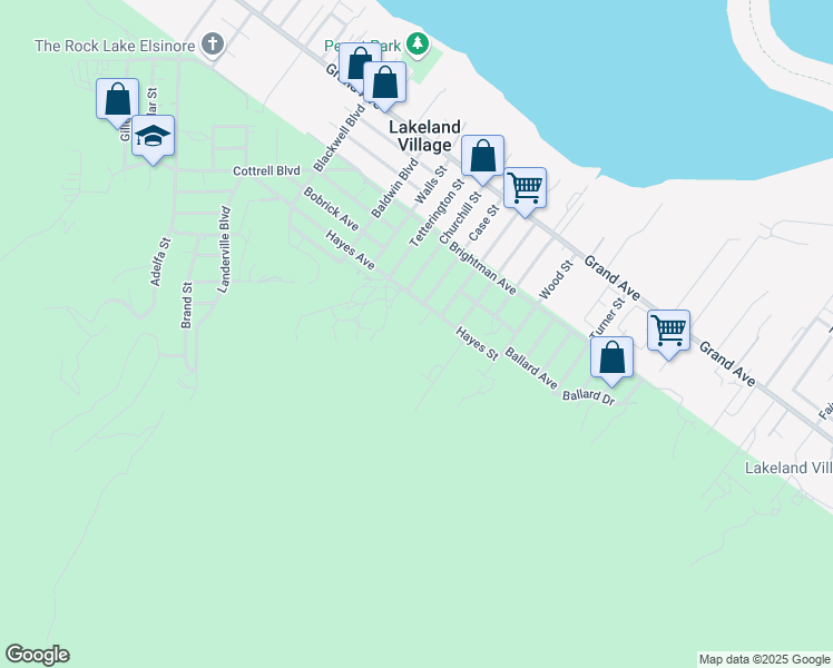 map of restaurants, bars, coffee shops, grocery stores, and more near 17835 Hayes Avenue in Lake Elsinore