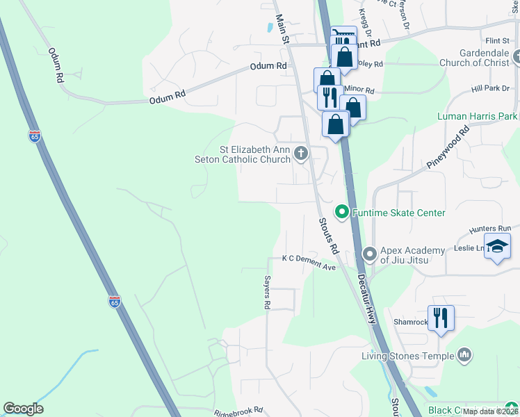 map of restaurants, bars, coffee shops, grocery stores, and more near 330 Main Street in Gardendale