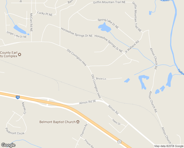 map of restaurants, bars, coffee shops, grocery stores, and more near Old Covington Highway in Covington