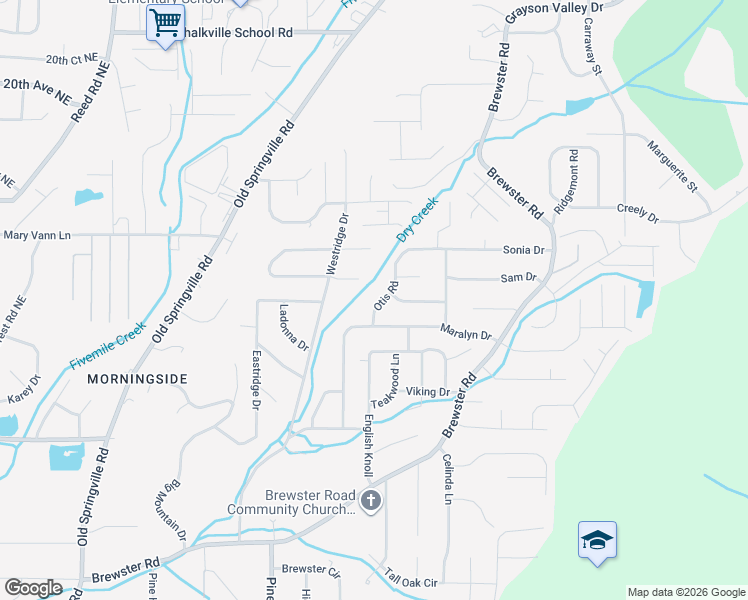 map of restaurants, bars, coffee shops, grocery stores, and more near 1812 Otis Road in Birmingham
