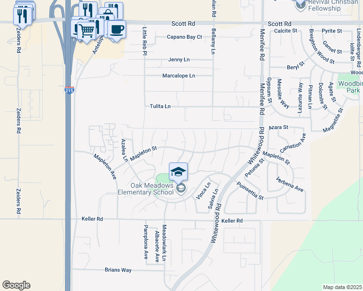 map of restaurants, bars, coffee shops, grocery stores, and more near 28523 Heliotrope Ct in Murrieta