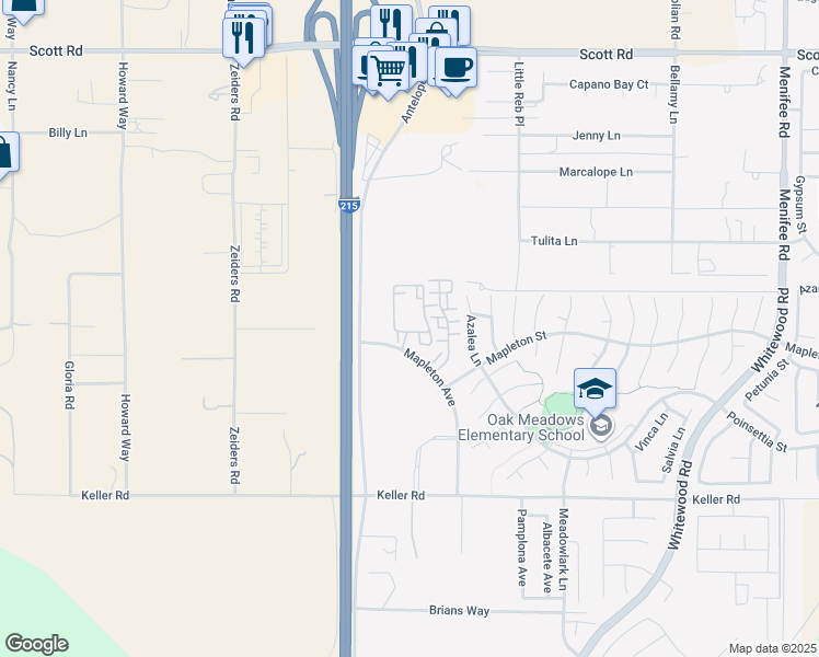 map of restaurants, bars, coffee shops, grocery stores, and more near 33620 Willow Haven Lane in Murrieta