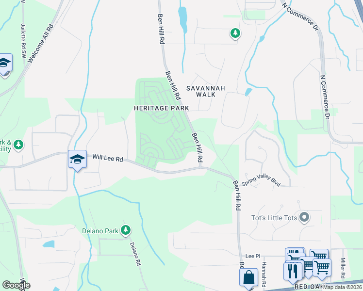 map of restaurants, bars, coffee shops, grocery stores, and more near 4716 Tradition Parkway in Atlanta