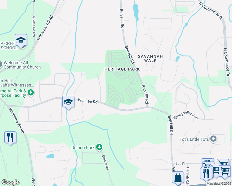 map of restaurants, bars, coffee shops, grocery stores, and more near 4855 West Park Circle in Atlanta
