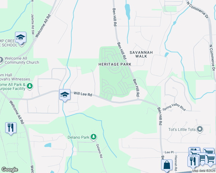 map of restaurants, bars, coffee shops, grocery stores, and more near 4855 West Park Circle in Atlanta
