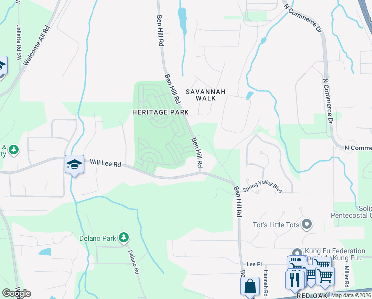 map of restaurants, bars, coffee shops, grocery stores, and more near 4716 Tradition Parkway in Atlanta