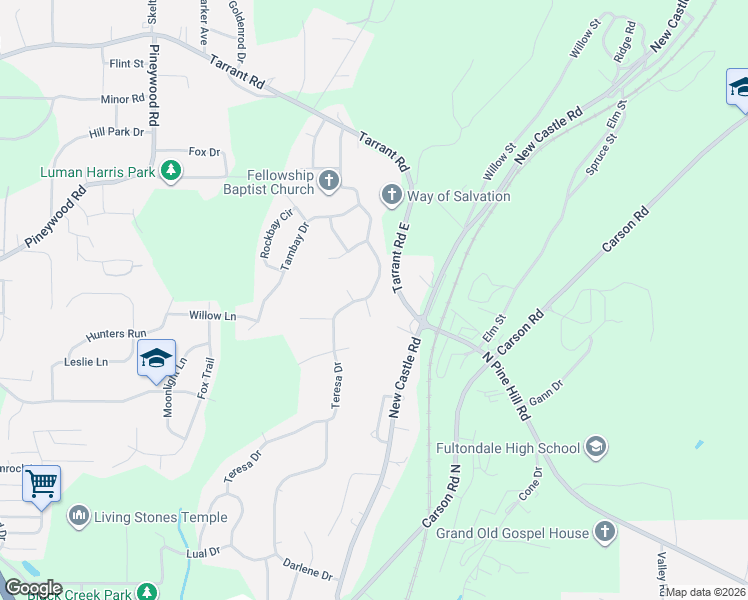 map of restaurants, bars, coffee shops, grocery stores, and more near 3127 Teresa Drive in Birmingham