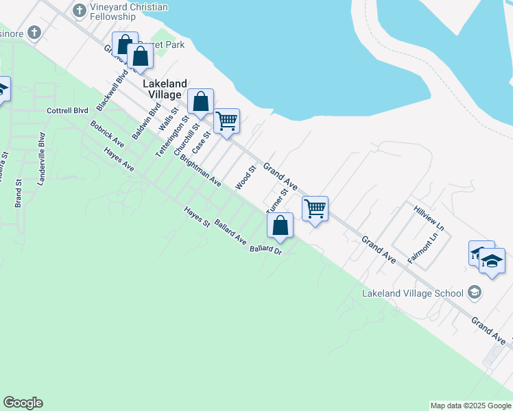 map of restaurants, bars, coffee shops, grocery stores, and more near 18135 Grand Avenue in Lake Elsinore