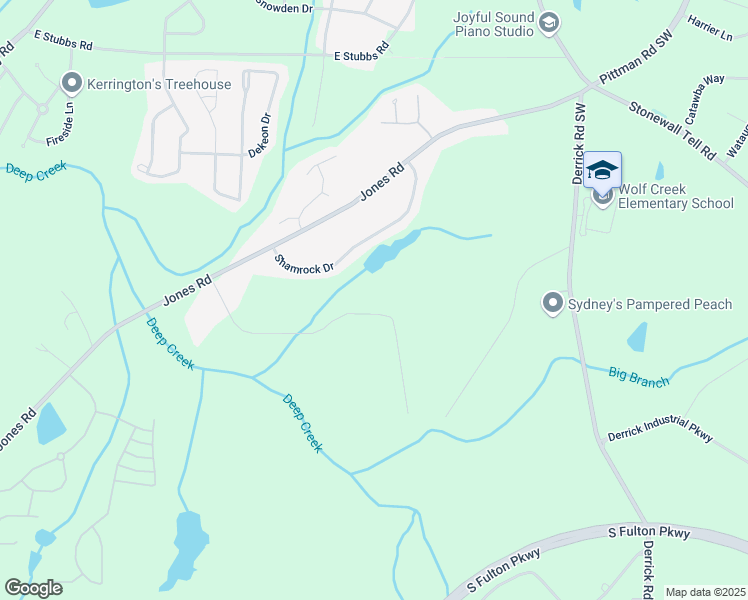 map of restaurants, bars, coffee shops, grocery stores, and more near 6650 Bobby John Road in Atlanta