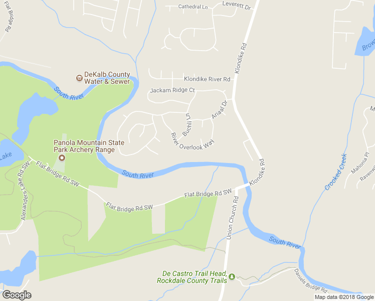 map of restaurants, bars, coffee shops, grocery stores, and more near 5002 River Overlook Way in Lithonia