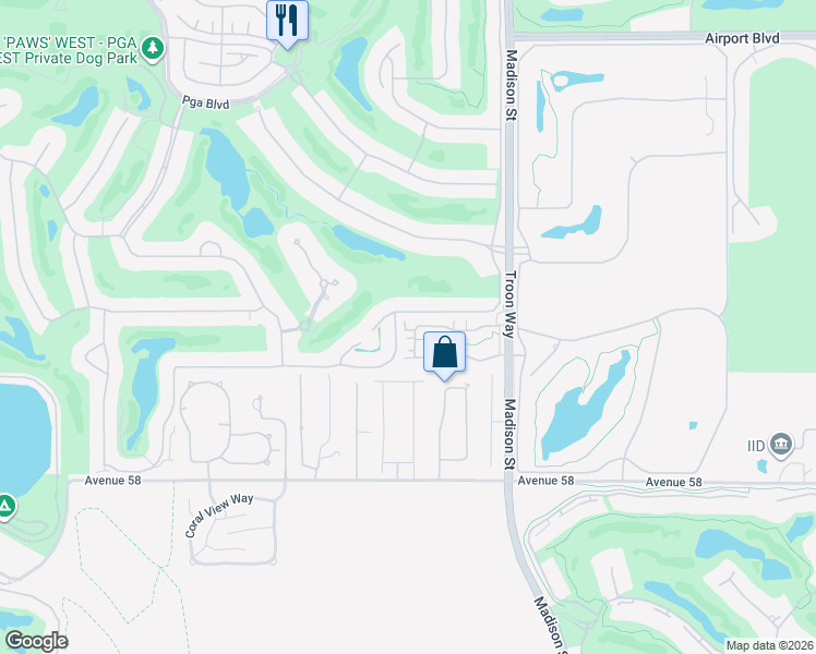 map of restaurants, bars, coffee shops, grocery stores, and more near 80794 Via Puerta Azul in La Quinta