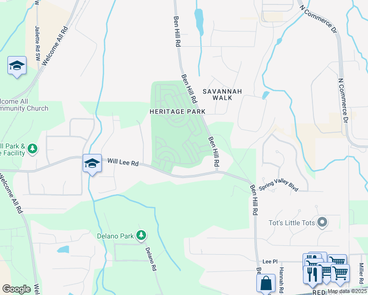 map of restaurants, bars, coffee shops, grocery stores, and more near 4748 Highpoint Way in Atlanta