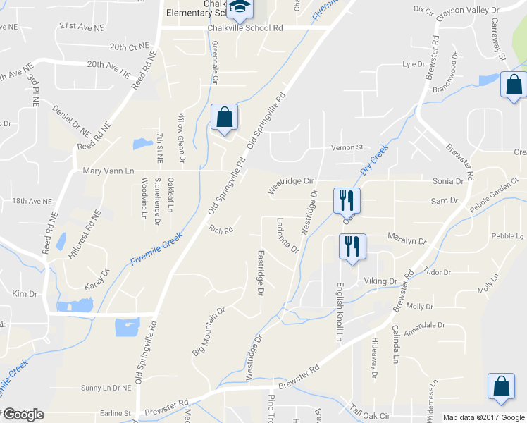 map of restaurants, bars, coffee shops, grocery stores, and more near 1818 Eastridge Dr in Birmingham