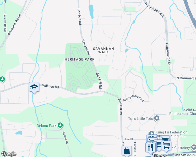 map of restaurants, bars, coffee shops, grocery stores, and more near 4441 Ben Hill Road in Atlanta