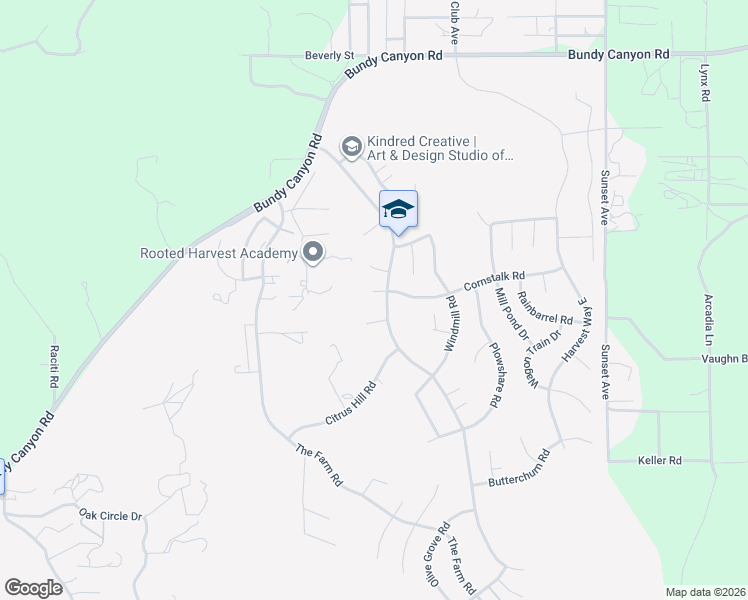 map of restaurants, bars, coffee shops, grocery stores, and more near 33621 Harvest Way in Wildomar