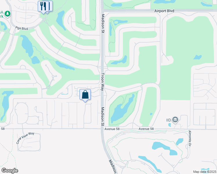 map of restaurants, bars, coffee shops, grocery stores, and more near 81020 Shinnecock Hill in La Quinta