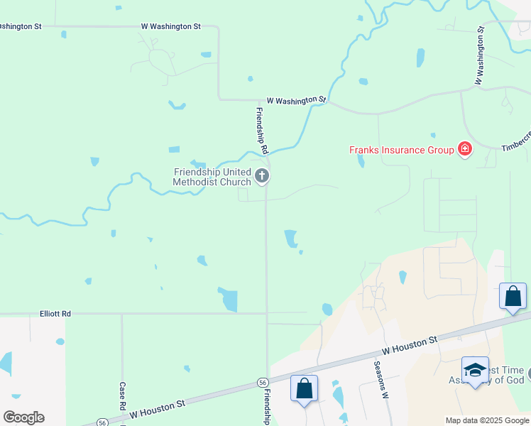 map of restaurants, bars, coffee shops, grocery stores, and more near 2300 North Friendship Road in Sherman