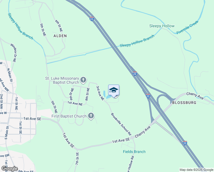 map of restaurants, bars, coffee shops, grocery stores, and more near 4275 Brookville School Road in Graysville