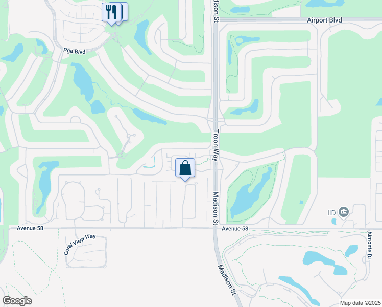 map of restaurants, bars, coffee shops, grocery stores, and more near 80878 Via Puerta Azul in La Quinta