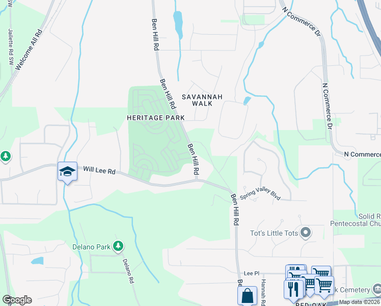 map of restaurants, bars, coffee shops, grocery stores, and more near 4441 Ben Hill Road in Atlanta