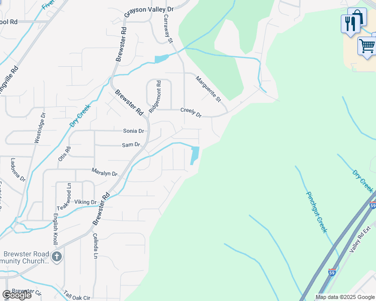 map of restaurants, bars, coffee shops, grocery stores, and more near 2025 Amanda Lane in Birmingham