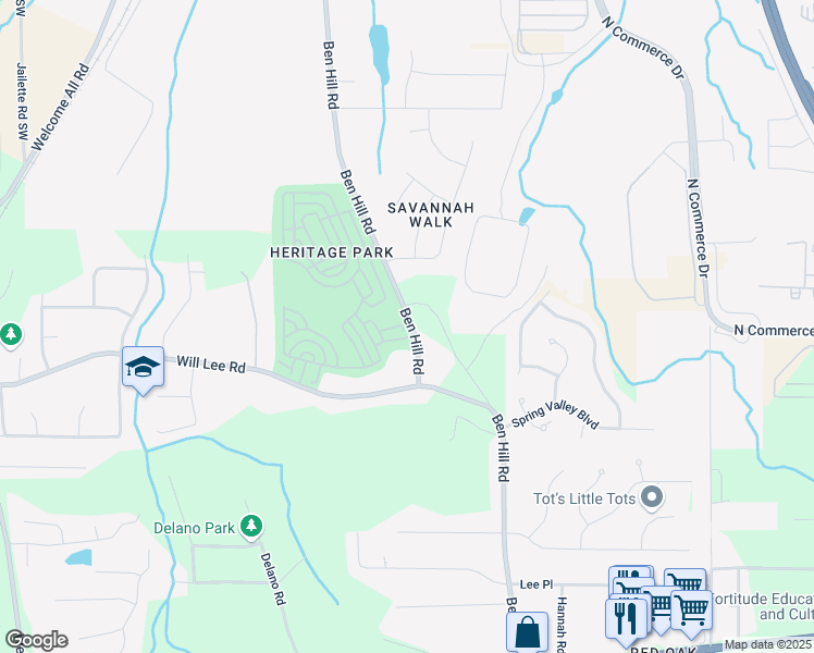 map of restaurants, bars, coffee shops, grocery stores, and more near 4437 Ben Hill Road in Atlanta