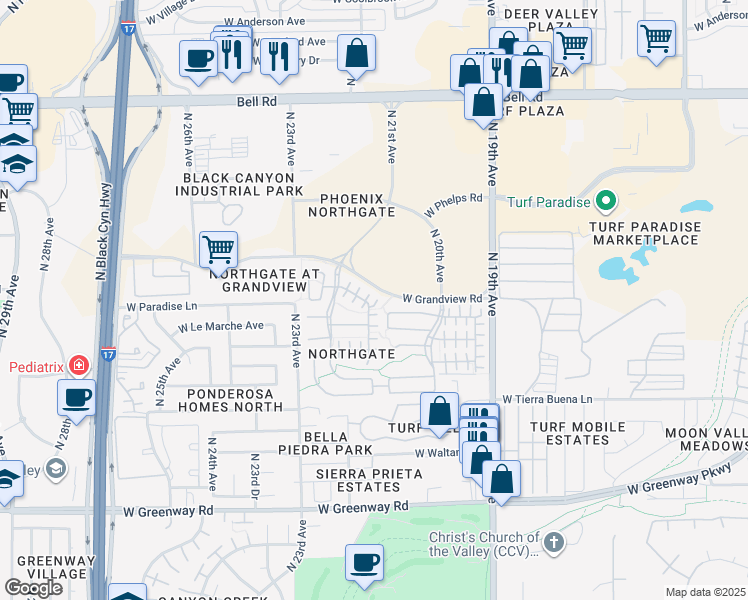 map of restaurants, bars, coffee shops, grocery stores, and more near 2154 Scully Drive in Phoenix