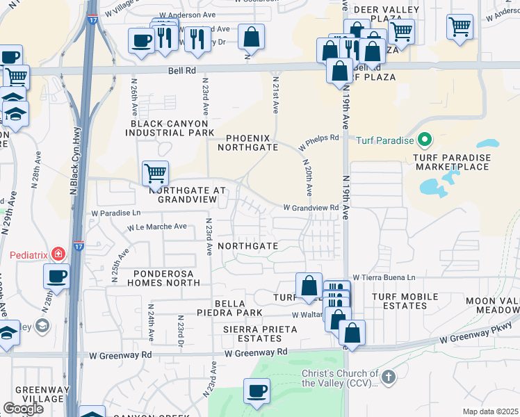 map of restaurants, bars, coffee shops, grocery stores, and more near 2154 Scully Drive in Phoenix