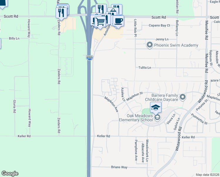 map of restaurants, bars, coffee shops, grocery stores, and more near 33620 Willow Haven Lane in Murrieta