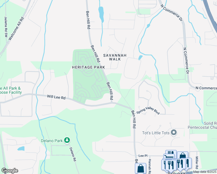 map of restaurants, bars, coffee shops, grocery stores, and more near 4437 Ben Hill Road in Atlanta
