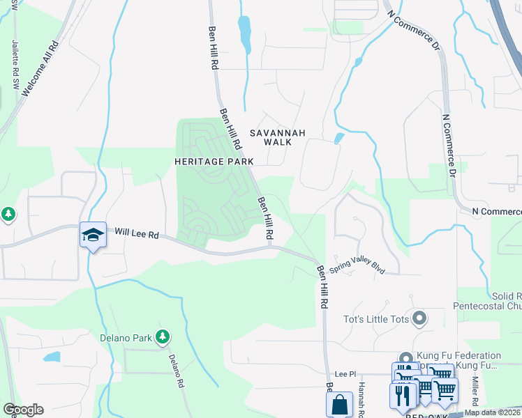 map of restaurants, bars, coffee shops, grocery stores, and more near 4716 Tradition Parkway in Atlanta