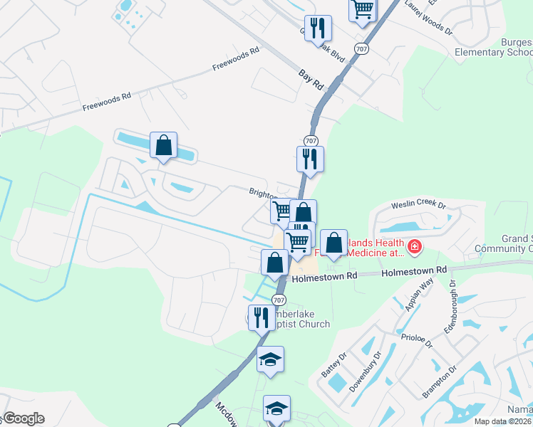 map of restaurants, bars, coffee shops, grocery stores, and more near 9426 Leeds Circle in Myrtle Beach