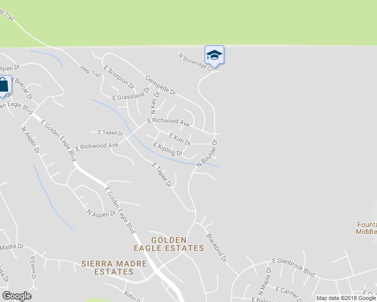 map of restaurants, bars, coffee shops, grocery stores, and more near 15837 East Kipling Drive in Fountain Hills