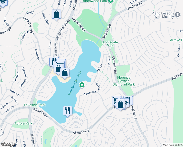 map of restaurants, bars, coffee shops, grocery stores, and more near 28071 Tefir in Mission Viejo