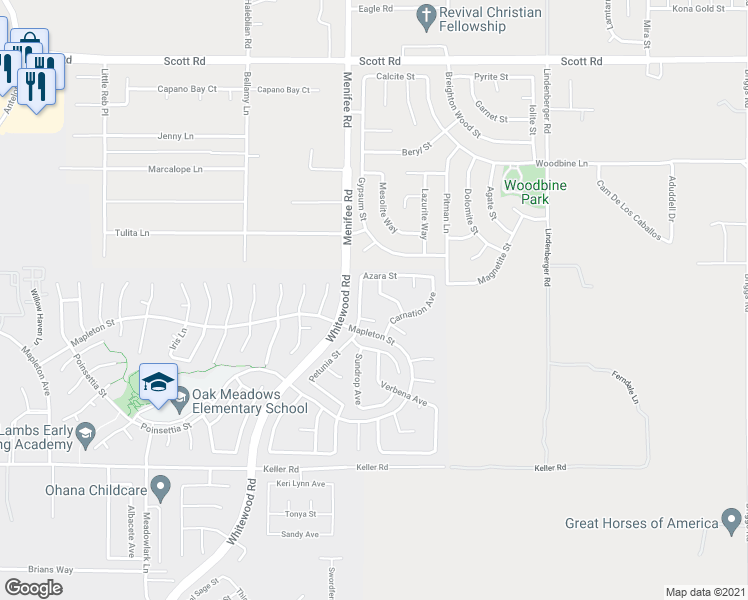 map of restaurants, bars, coffee shops, grocery stores, and more near 33561 Mint Avenue in Murrieta