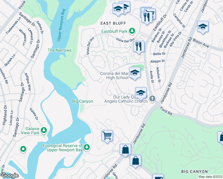 map of restaurants, bars, coffee shops, grocery stores, and more near 2008 Baja in Newport Beach