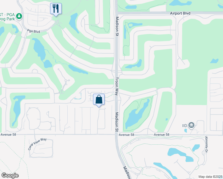 map of restaurants, bars, coffee shops, grocery stores, and more near 80956 Via Puerta Azul in La Quinta