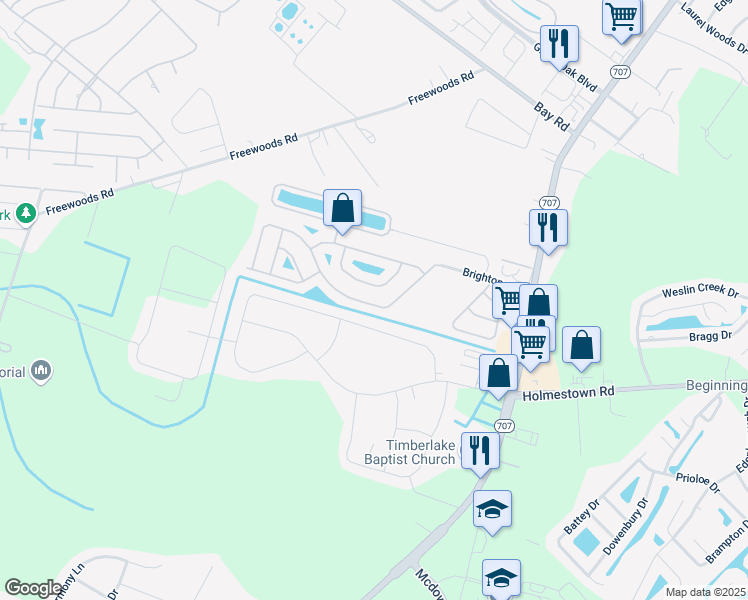 map of restaurants, bars, coffee shops, grocery stores, and more near 1280 Brighton Avenue in Myrtle Beach