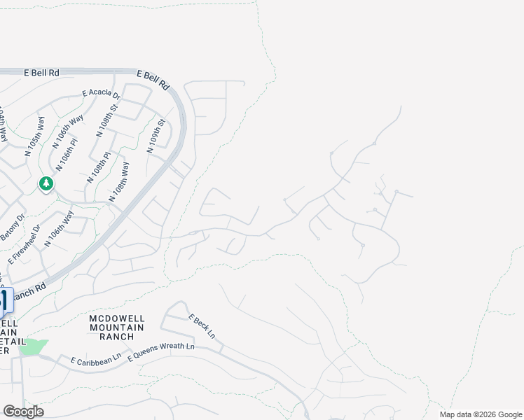 map of restaurants, bars, coffee shops, grocery stores, and more near 16129 North 111th Way in Scottsdale